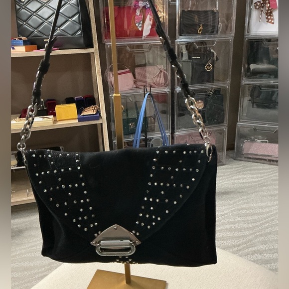 Jimmy Choo Handbags - Jimmy Choo One of a Kind from the Calla Crystal-Embellished Suede Shoulder Bag